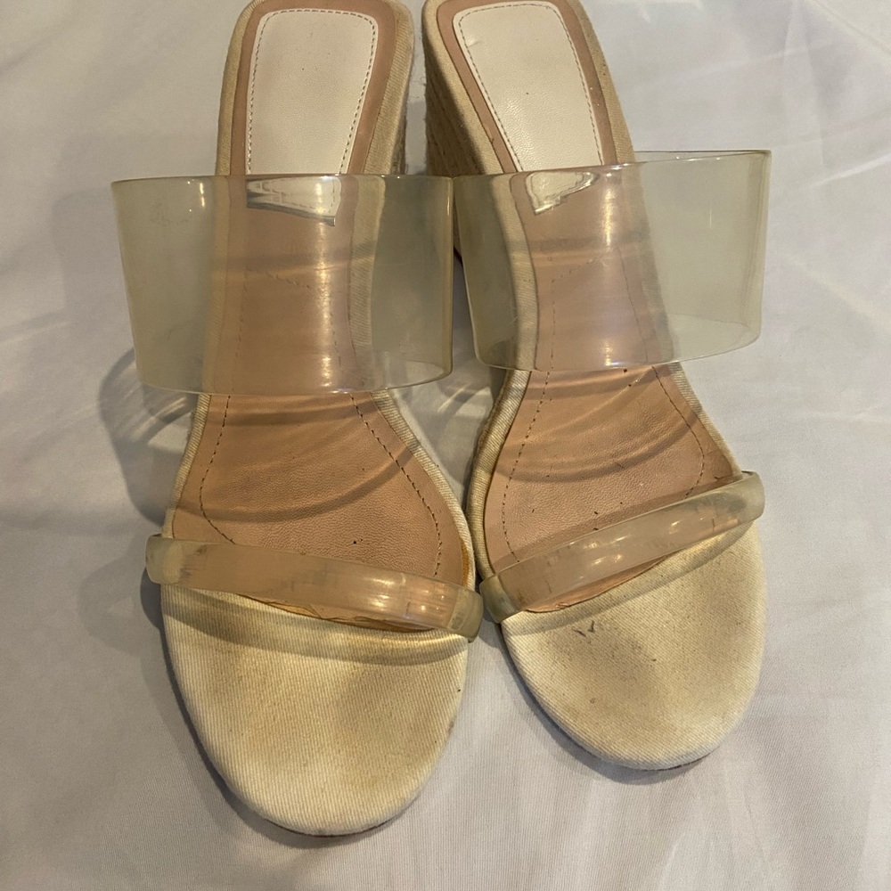 Stradivarius Cream Sandals with Transparent Straps